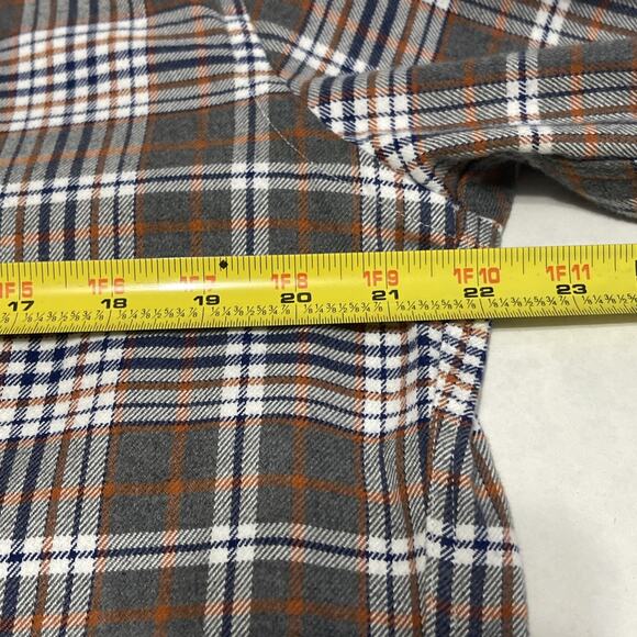 UnTuckit Flannel Shirt Mens Large Slim Fit Brown Gray Plaid Button Up Quenterra - Picture 7 of 8